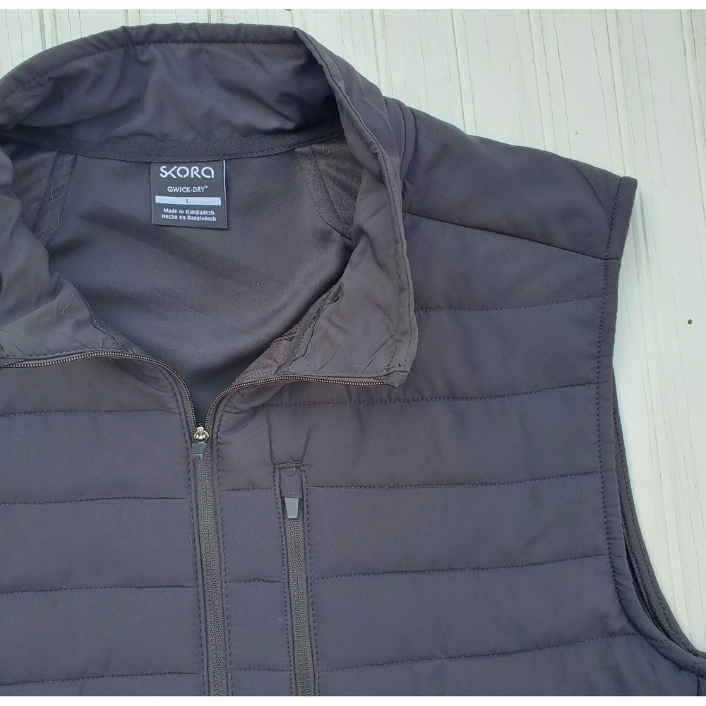 Skora Quick Dry Running Training Puffer Quilted Vest  Mens Large Black Insulated